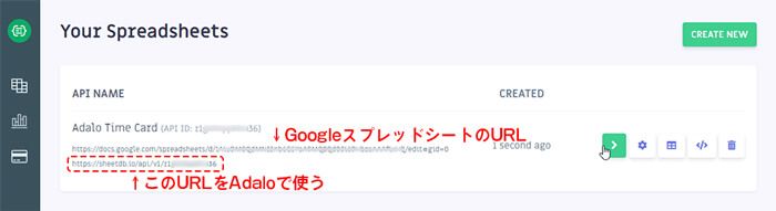 APIキー(API ID)作成完了