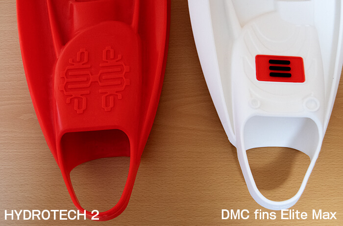 DMC fins Elite Maxの底面（裏面）とベルト部分