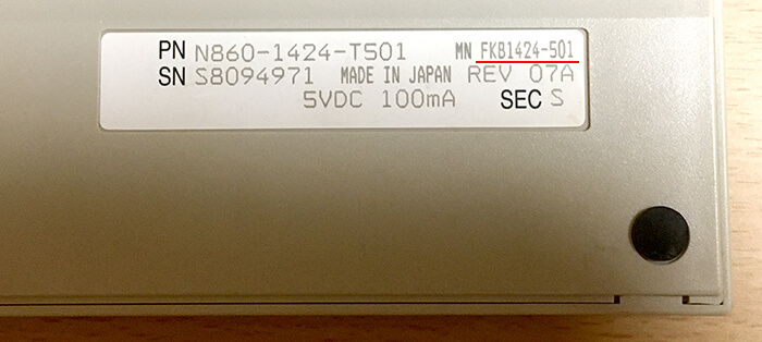 FKB1424-501 キーボード底面