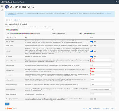 Mixhost cPanel MultiPHP INI Editer
