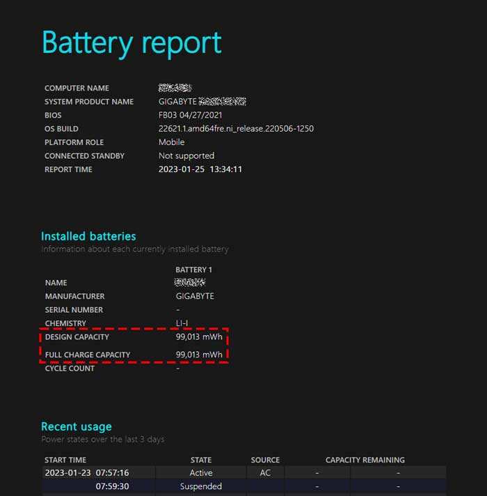 Battery report