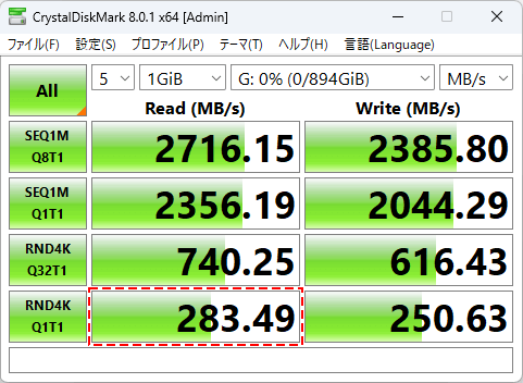 CrystalDiskMark Intel Optane 905P 960GB ベンチマーク結果