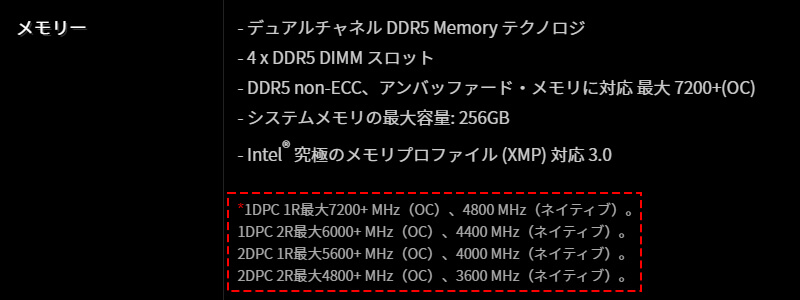 ASRock Z790 Steel Legend WiFi マザーボード メモリ 仕様